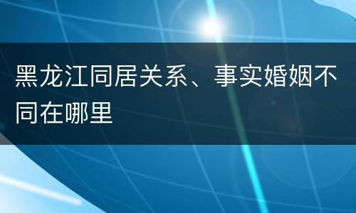 黑龙江同居关系、事实婚姻不同在哪里