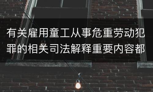 有关雇用童工从事危重劳动犯罪的相关司法解释重要内容都有哪些