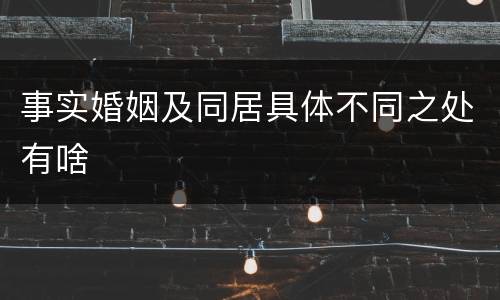 事实婚姻及同居具体不同之处有啥