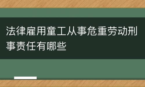 法律雇用童工从事危重劳动刑事责任有哪些