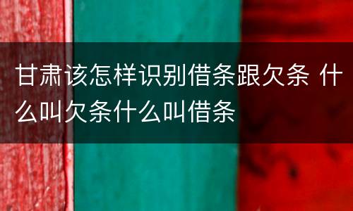 甘肃该怎样识别借条跟欠条 什么叫欠条什么叫借条