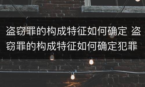 盗窃罪的构成特征如何确定 盗窃罪的构成特征如何确定犯罪主体