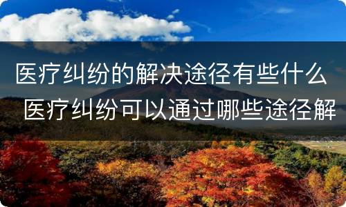 医疗纠纷的解决途径有些什么 医疗纠纷可以通过哪些途径解决
