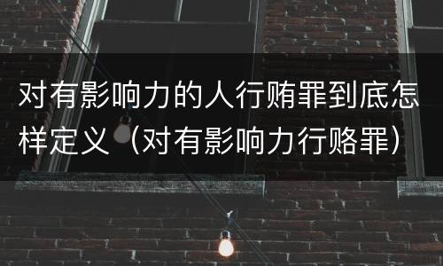 对有影响力的人行贿罪到底怎样定义（对有影响力行赂罪）