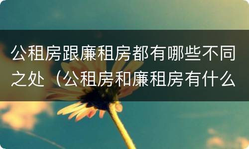 公租房跟廉租房都有哪些不同之处（公租房和廉租房有什么不一样）