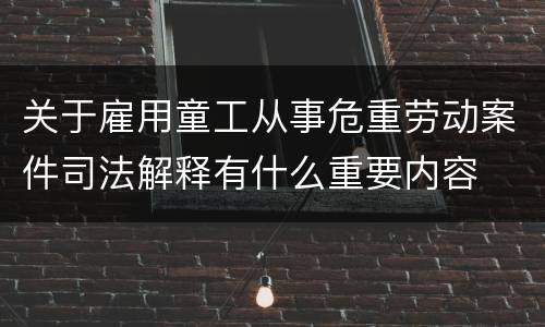 关于雇用童工从事危重劳动案件司法解释有什么重要内容
