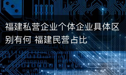 福建私营企业个体企业具体区别有何 福建民营占比