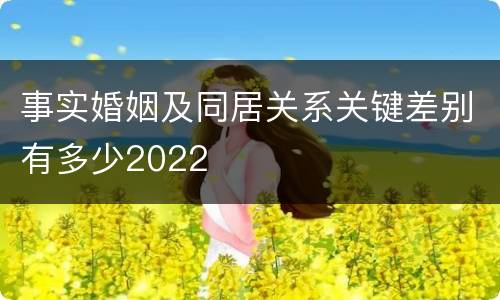 事实婚姻及同居关系关键差别有多少2022