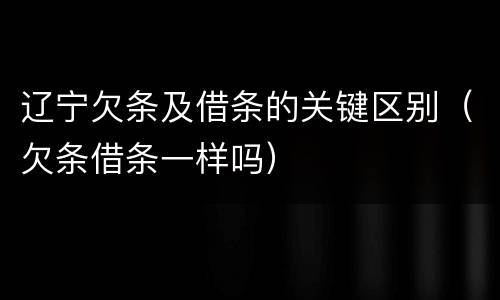 辽宁欠条及借条的关键区别（欠条借条一样吗）