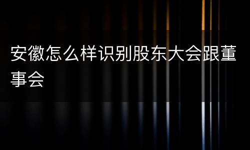 安徽怎么样识别股东大会跟董事会