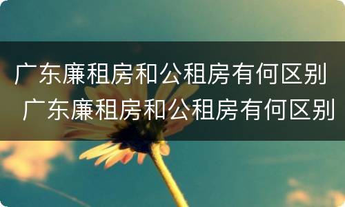 广东廉租房和公租房有何区别 广东廉租房和公租房有何区别和联系