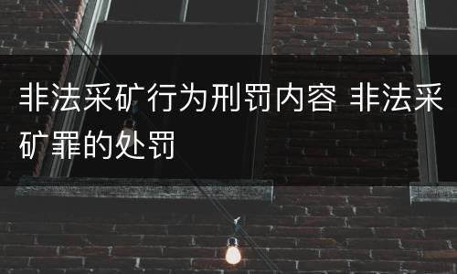 非法采矿行为刑罚内容 非法采矿罪的处罚