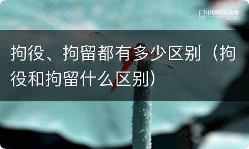 拘役、拘留都有多少区别（拘役和拘留什么区别）