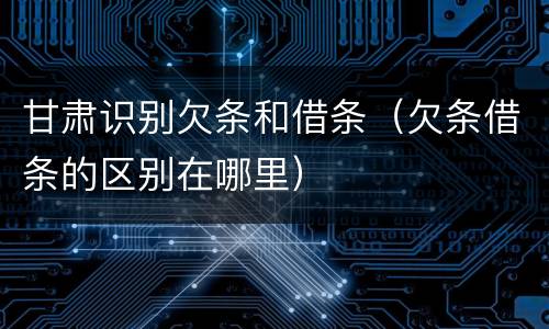 甘肃识别欠条和借条（欠条借条的区别在哪里）