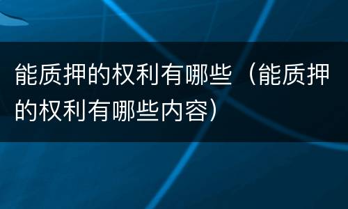能质押的权利有哪些（能质押的权利有哪些内容）