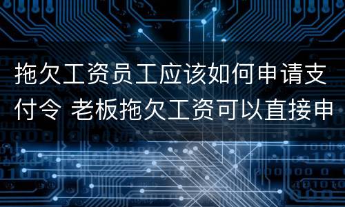 拖欠工资员工应该如何申请支付令 老板拖欠工资可以直接申请支付令吗