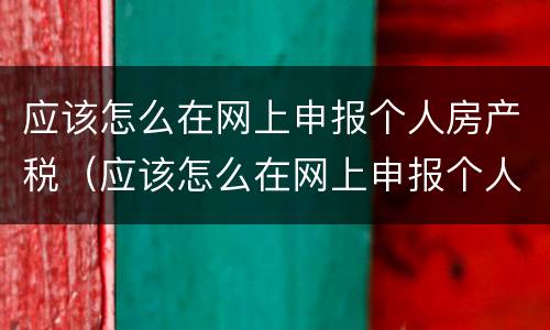 应该怎么在网上申报个人房产税（应该怎么在网上申报个人房产税呢）