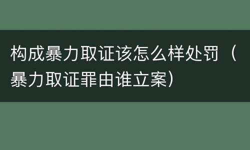 构成暴力取证该怎么样处罚（暴力取证罪由谁立案）