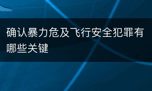 确认暴力危及飞行安全犯罪有哪些关键