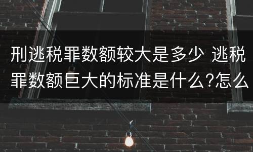 刑逃税罪数额较大是多少 逃税罪数额巨大的标准是什么?怎么认定?