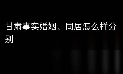甘肃事实婚姻、同居怎么样分别