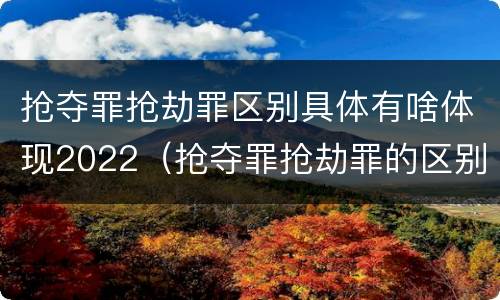 抢夺罪抢劫罪区别具体有啥体现2022（抢夺罪抢劫罪的区别）