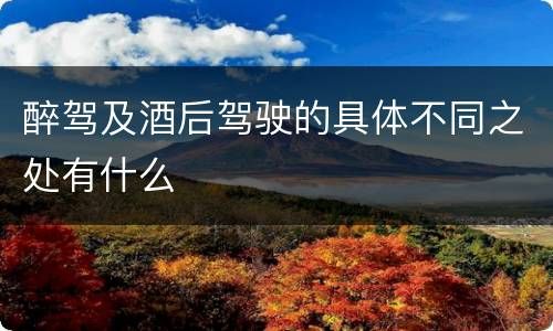醉驾及酒后驾驶的具体不同之处有什么