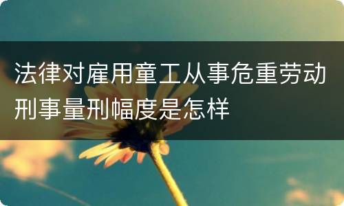 法律对雇用童工从事危重劳动刑事量刑幅度是怎样