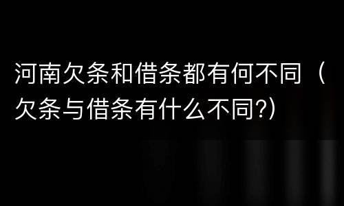 河南欠条和借条都有何不同（欠条与借条有什么不同?）