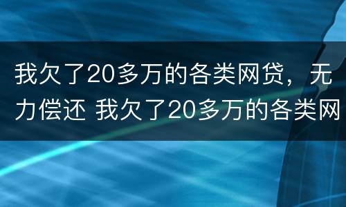 我欠了20多万的各类网贷，无力偿还 我欠了20多万的各类网贷,无力偿还怎么办