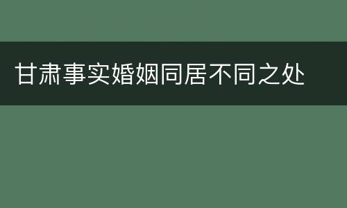 甘肃事实婚姻同居不同之处