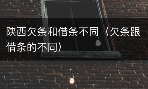 陕西欠条和借条不同（欠条跟借条的不同）