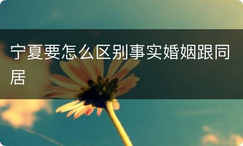 宁夏要怎么区别事实婚姻跟同居