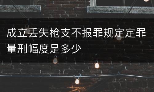 成立丢失枪支不报罪规定定罪量刑幅度是多少