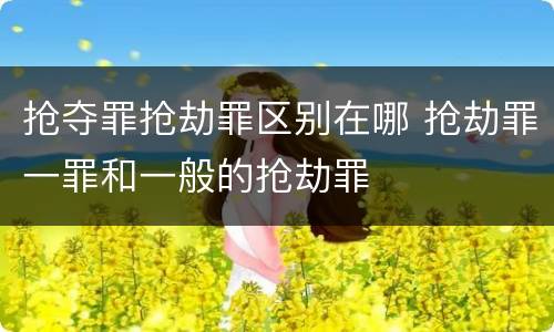 抢夺罪抢劫罪区别在哪 抢劫罪一罪和一般的抢劫罪