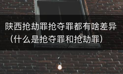 陕西抢劫罪抢夺罪都有啥差异（什么是抢夺罪和抢劫罪）