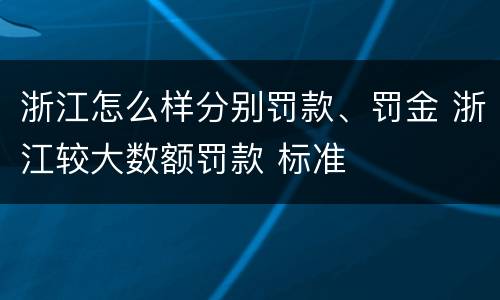 浙江怎么样分别罚款、罚金 浙江较大数额罚款 标准