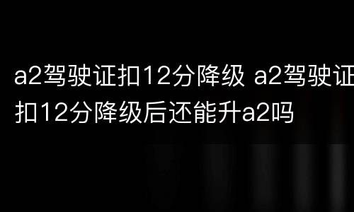 a2驾驶证扣12分降级 a2驾驶证扣12分降级后还能升a2吗