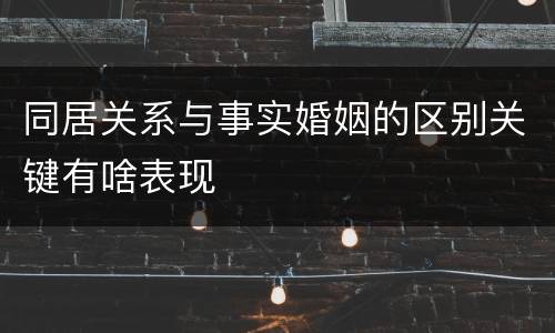 同居关系与事实婚姻的区别关键有啥表现
