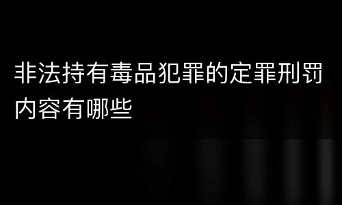 非法持有毒品犯罪的定罪刑罚内容有哪些