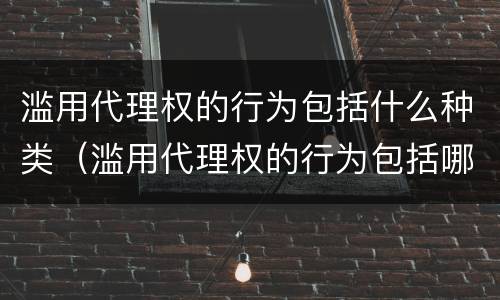 滥用代理权的行为包括什么种类（滥用代理权的行为包括哪些类型）