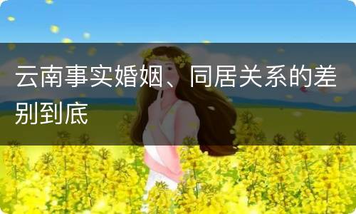 云南事实婚姻、同居关系的差别到底