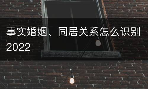 事实婚姻、同居关系怎么识别2022
