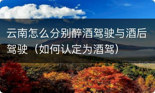 云南怎么分别醉酒驾驶与酒后驾驶（如何认定为酒驾）