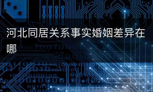 河北同居关系事实婚姻差异在哪