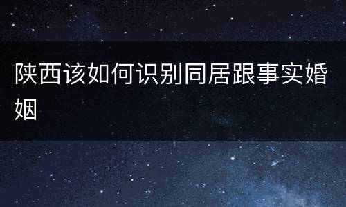陕西该如何识别同居跟事实婚姻