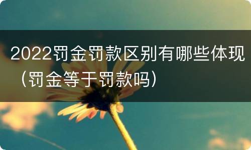 2022罚金罚款区别有哪些体现（罚金等于罚款吗）