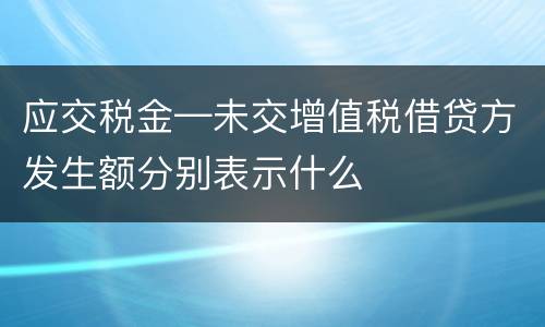 应交税金—未交增值税借贷方发生额分别表示什么