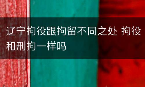 辽宁拘役跟拘留不同之处 拘役和刑拘一样吗