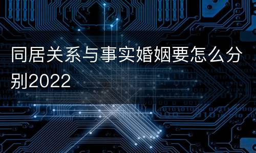 同居关系与事实婚姻要怎么分别2022